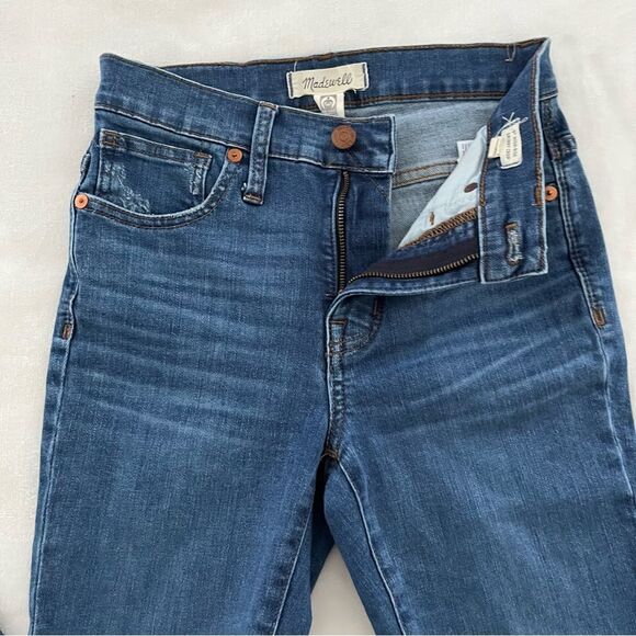 Madewell 9" High Rise Skinny Crop Jeans Delmar Wash Distressed Knee, Sz 24 NWOT - Picture 8 of 12